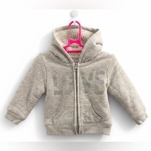 Children’s Place | Baby’s Grey Sherpa Zip Up Hoodie with LOVE Print